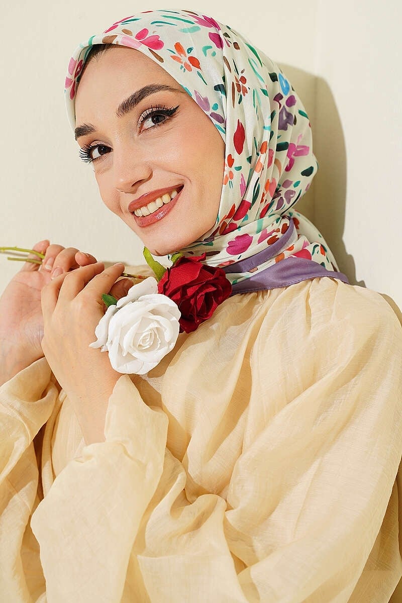Lumea Desenli Soft Eşarp Lila