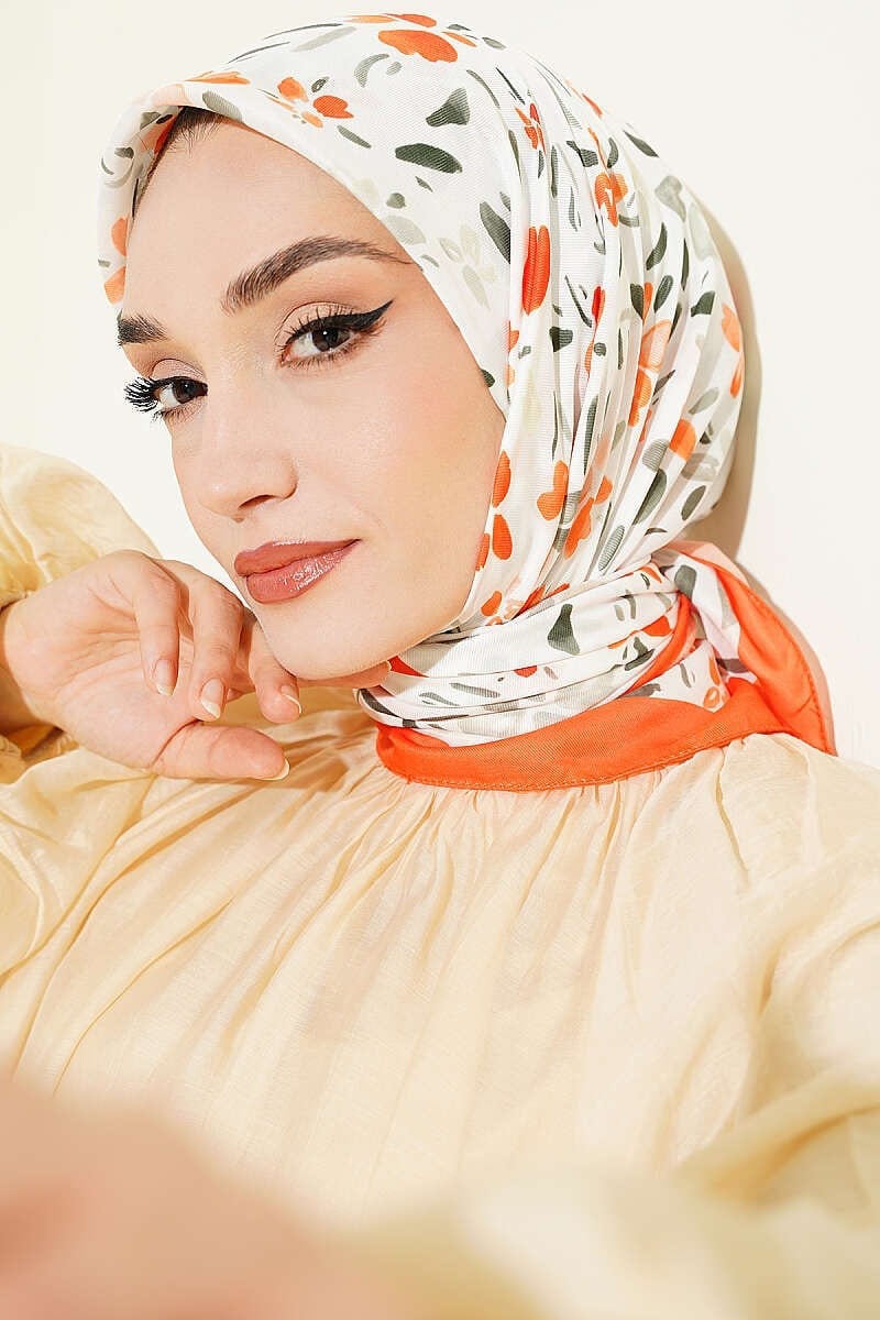 Lumea Desenli Soft Eşarp Oranj