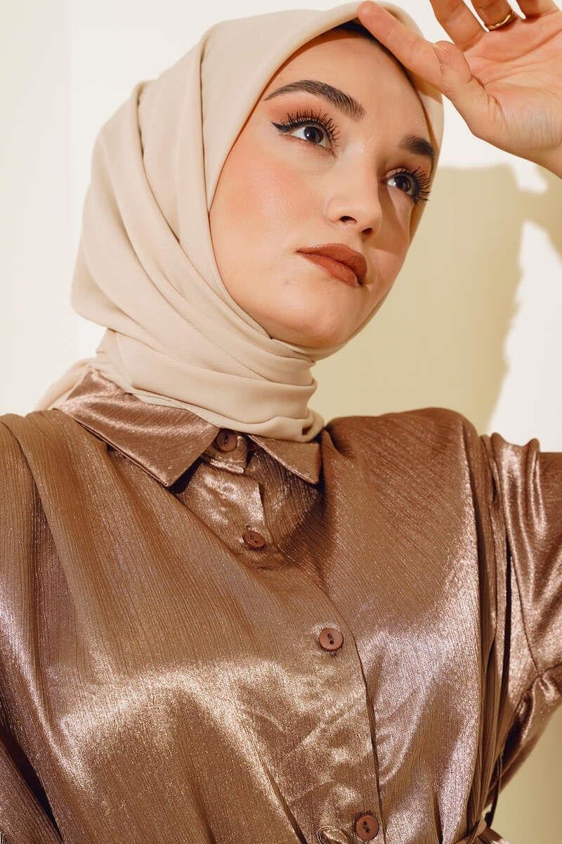 Medine İpeği Eşarp Kum Beji