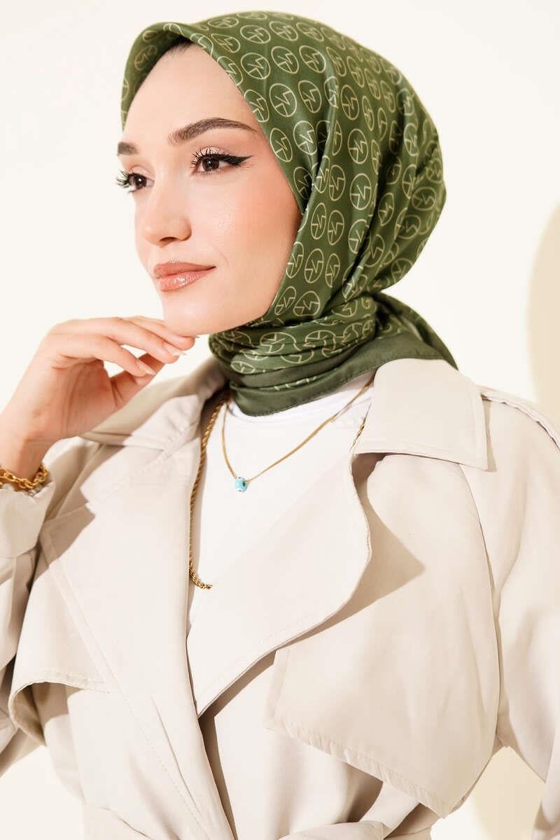 MK Desen Soft Eşarp Haki