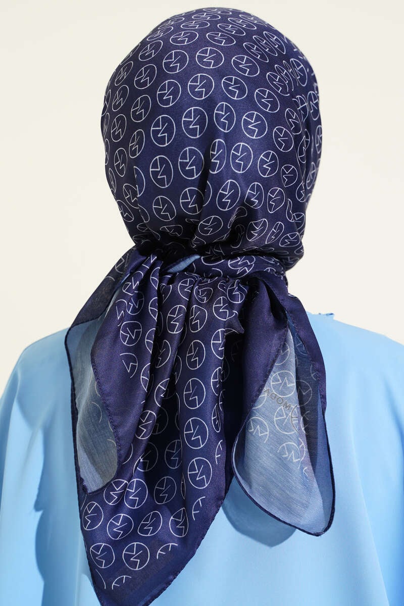 MK Desen Soft Eşarp Lacivert