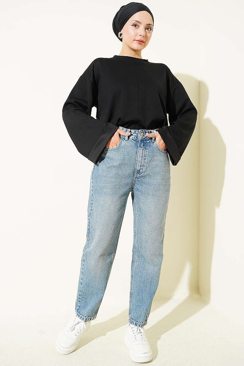 Mom Fit Kot Pantolon Tintli