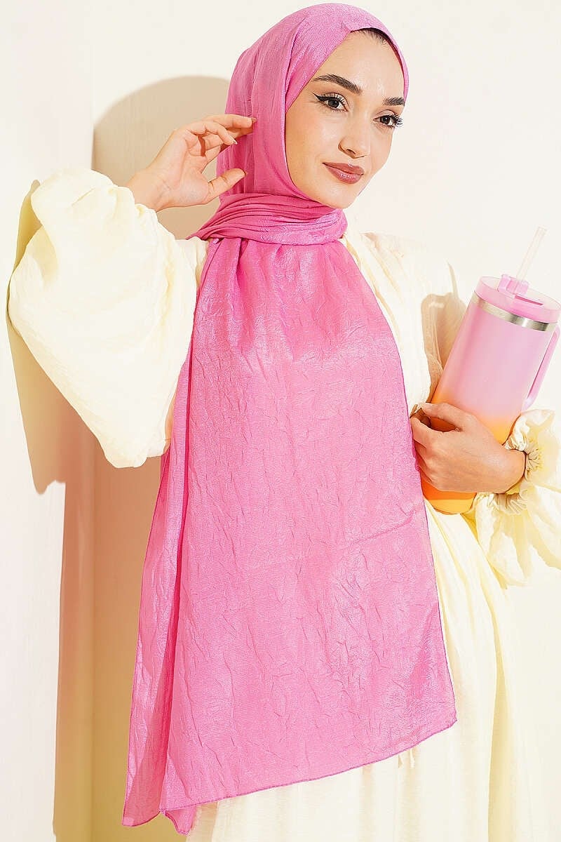 Monogram Desenli Kraş Şal Pembe