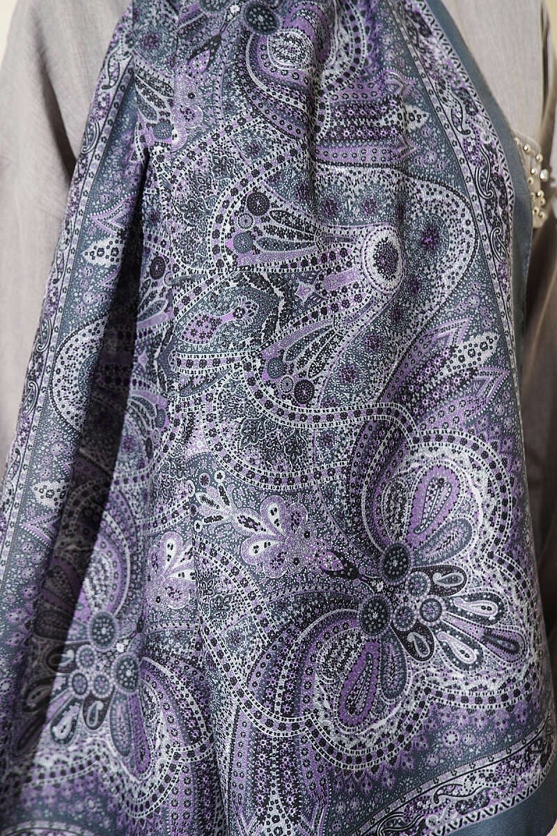 Otantik Motifli Desenli Şal Füme