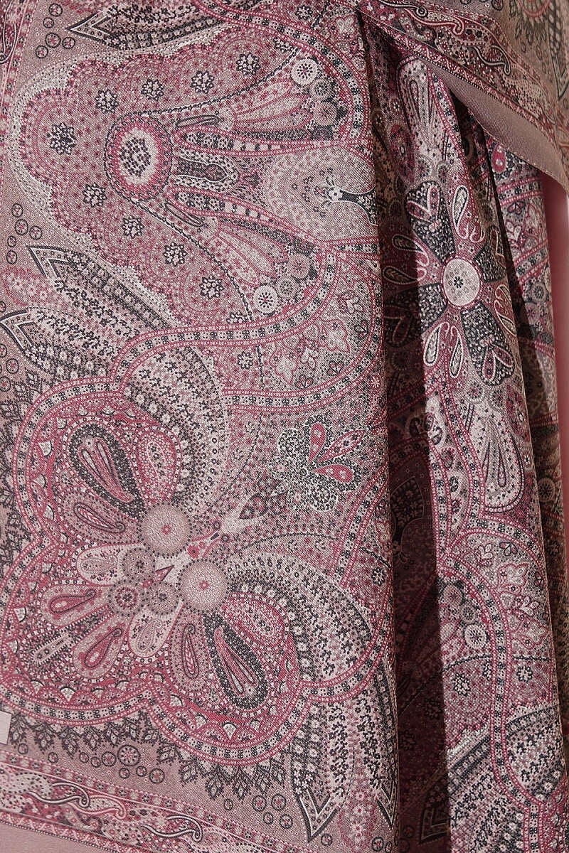 Otantik Motifli Desenli Şal Siyah Vizon