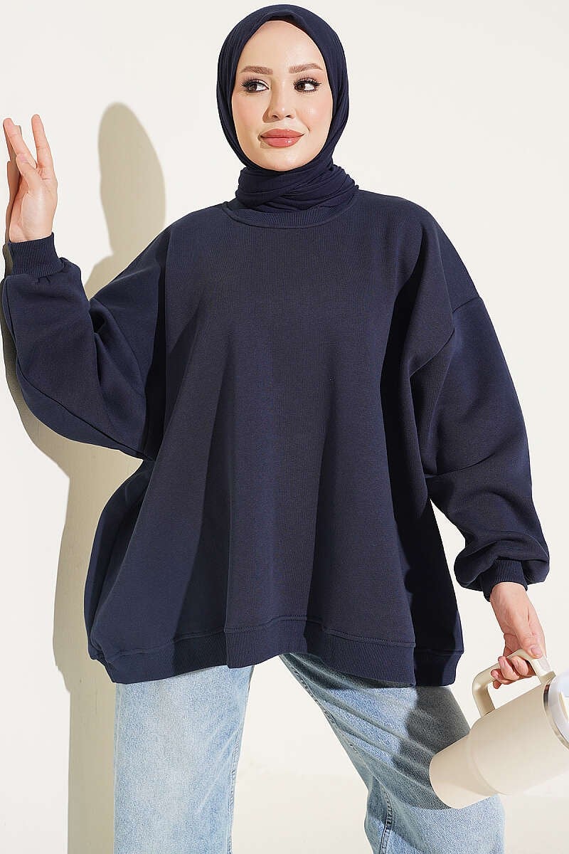 Oversize Düşük Omuzlu Tunik Lacivert