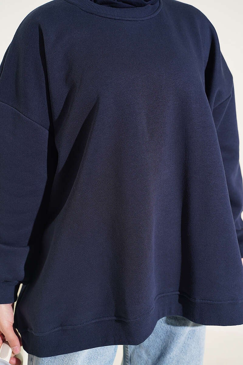 Oversize Düşük Omuzlu Tunik Lacivert