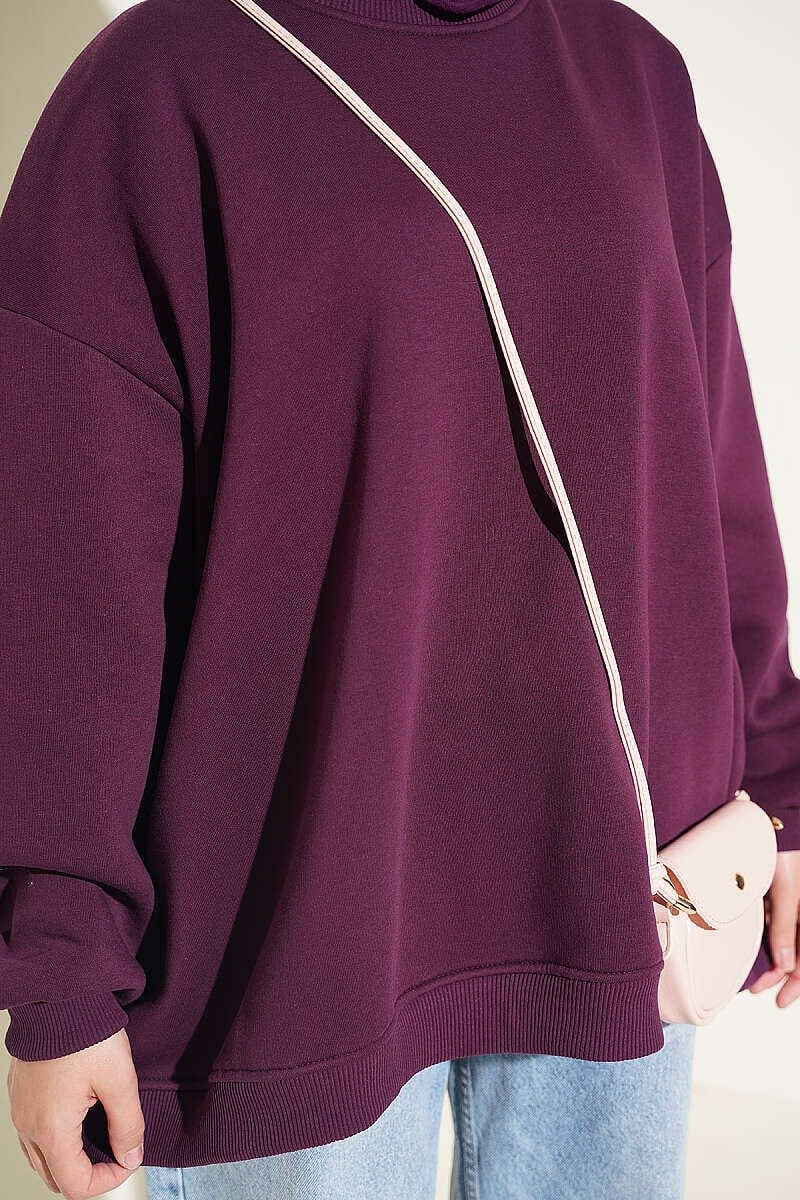 Oversize Düşük Omuzlu Tunik Mor