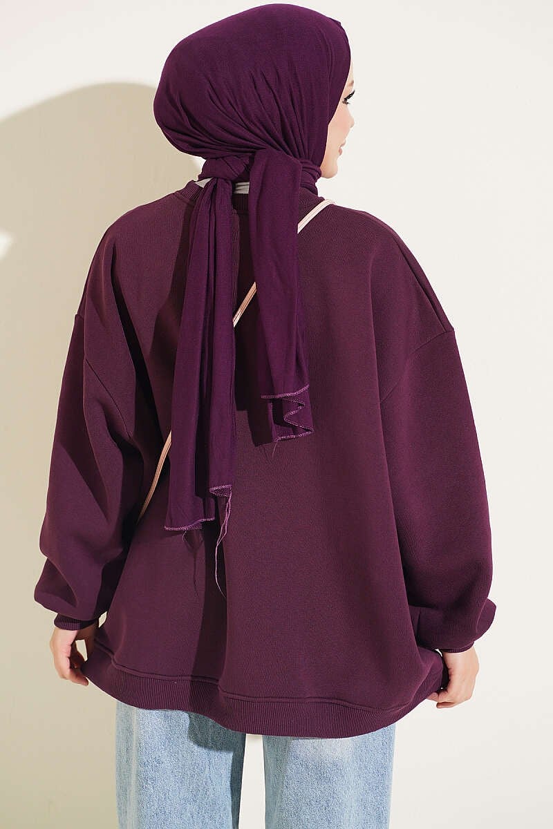 Oversize Düşük Omuzlu Tunik Mor