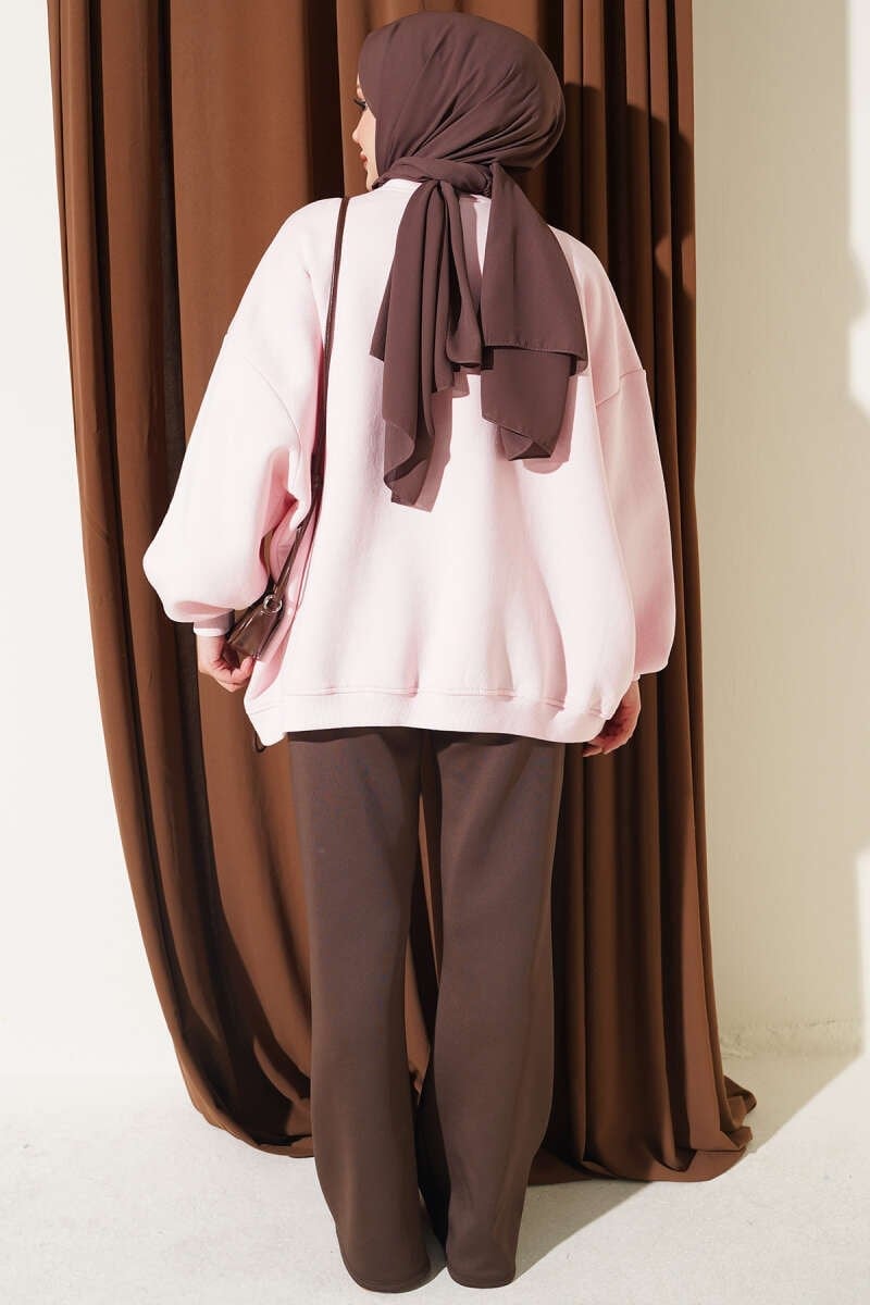 Oversize Düşük Omuzlu Tunik Pembe