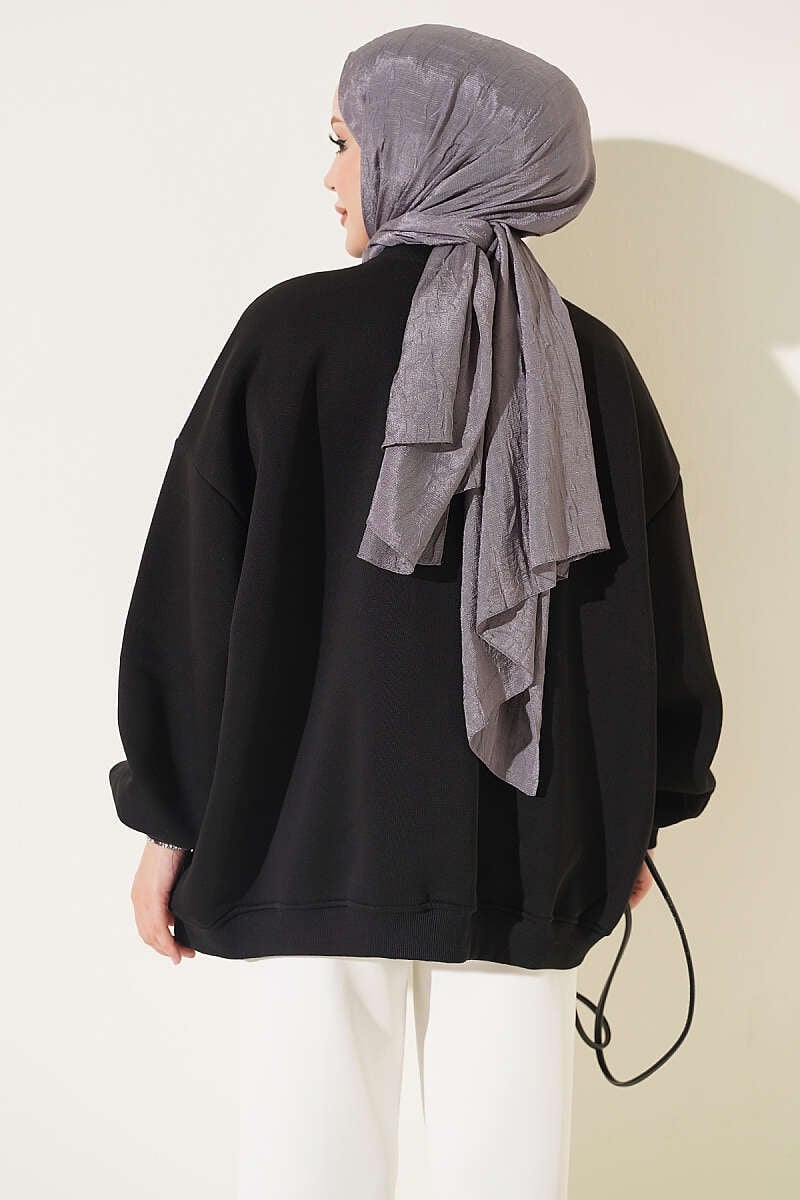 Oversize Düşük Omuzlu Tunik Siyah