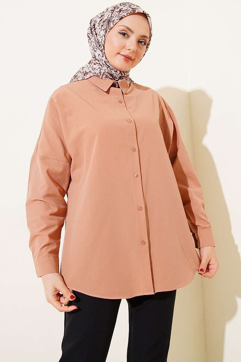 Oversize Gömlek Camel