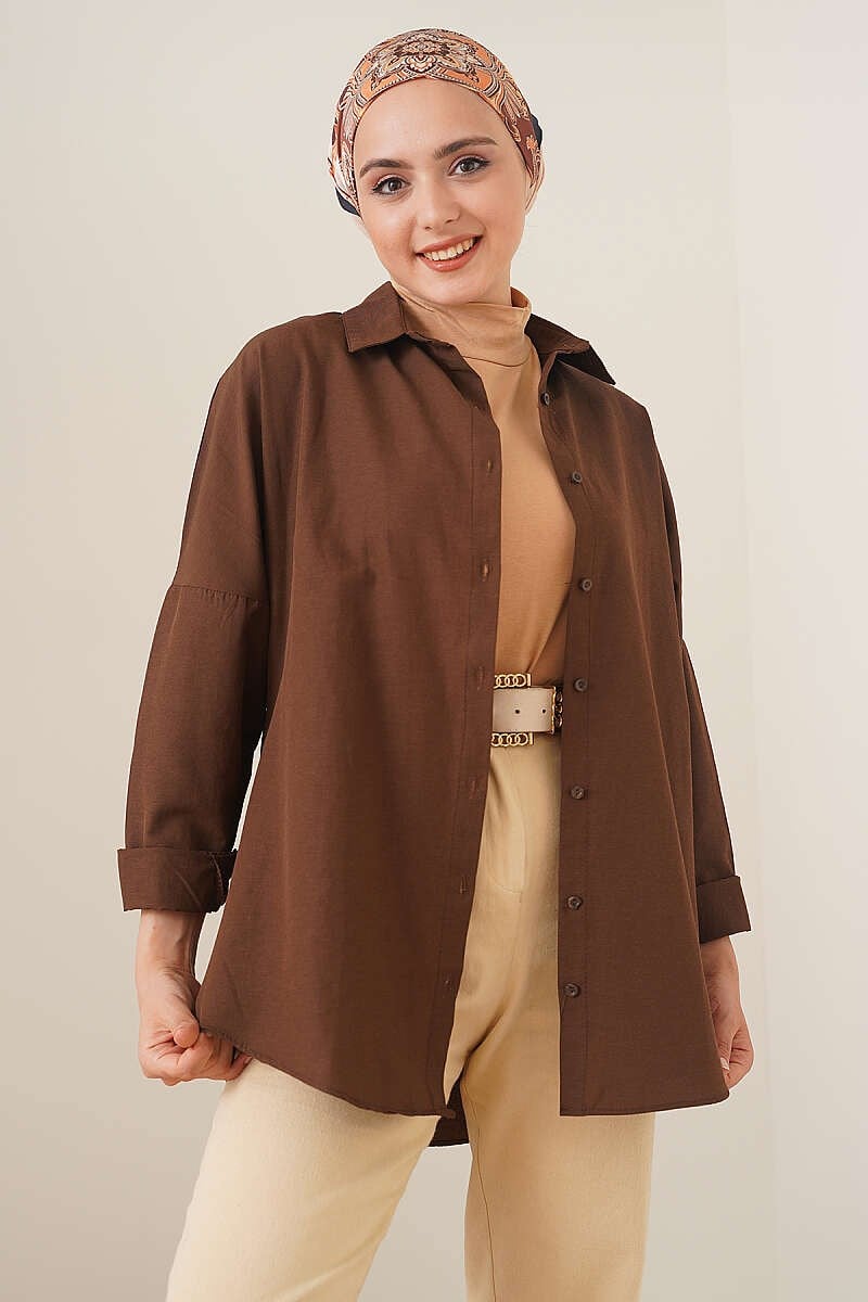 Oversize Gömlek Kahve