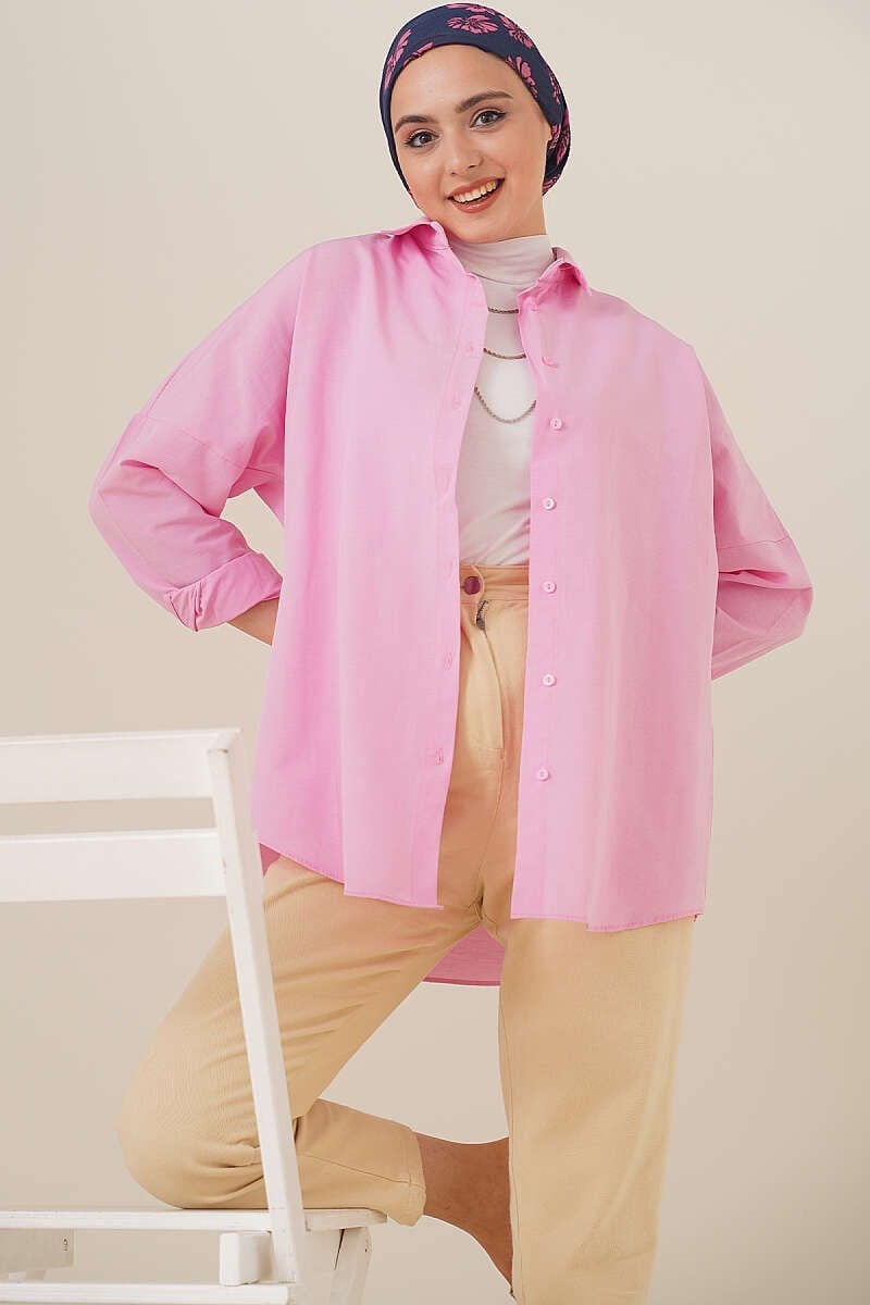 Oversize Gömlek Pembe