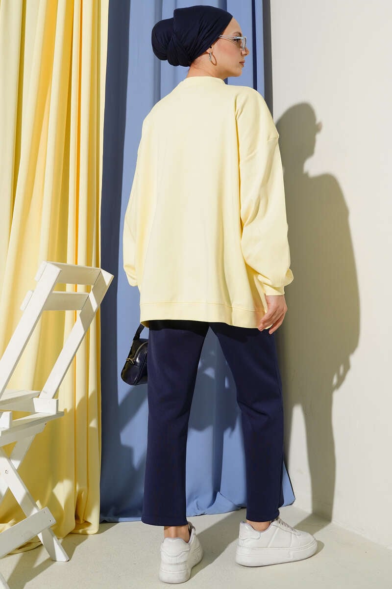 Oversize İnterlok Basic Tunik Sarı