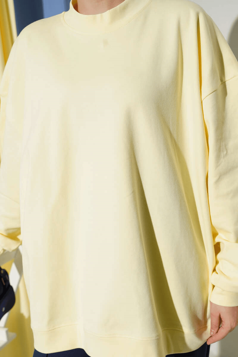 Oversize İnterlok Basic Tunik Sarı
