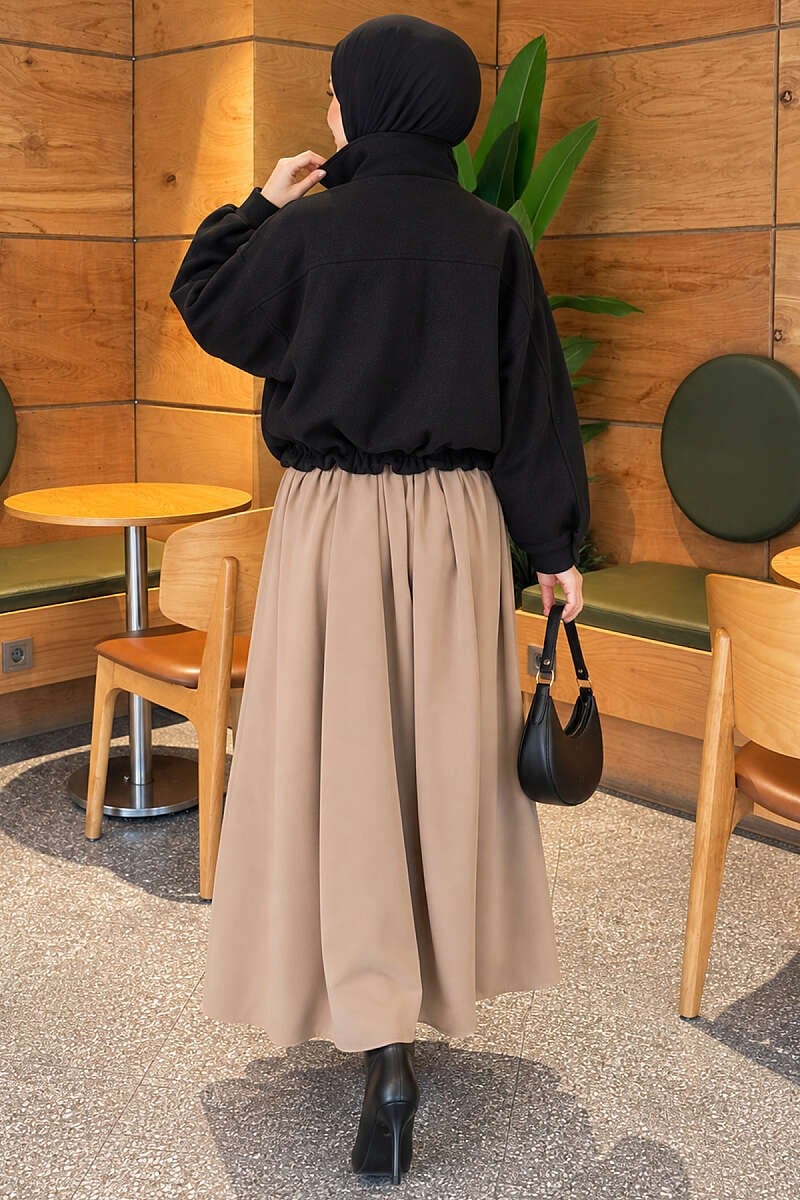Oversize Kısa Kaşe Ceket Siyah