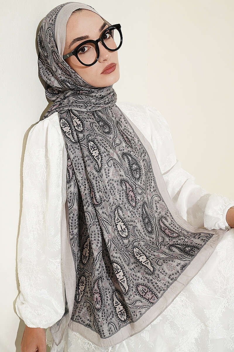 Paisley Kraş Modal Şal Bej