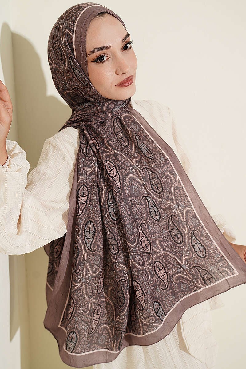 Paisley Kraş Modal Şal Kahve