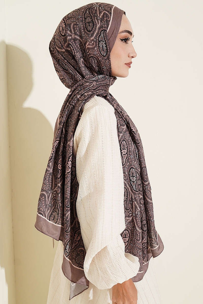 Paisley Kraş Modal Şal Kahve