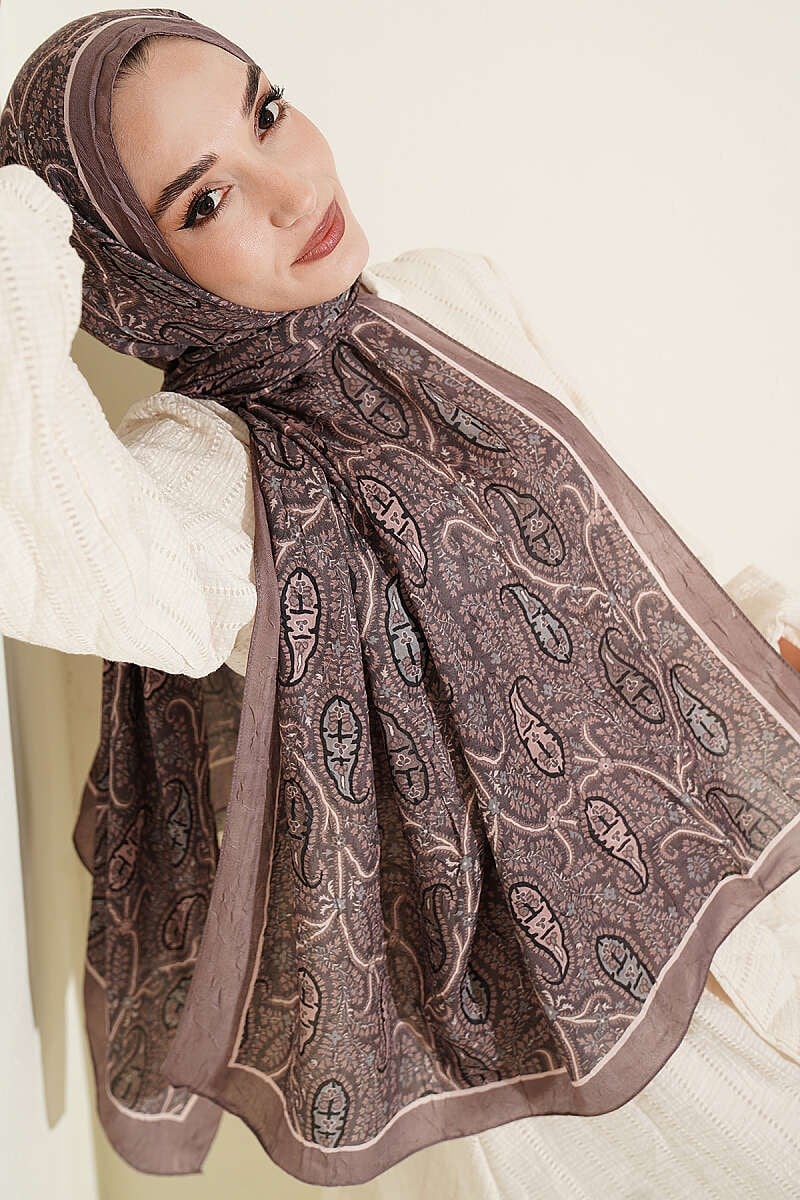 Paisley Kraş Modal Şal Kahve