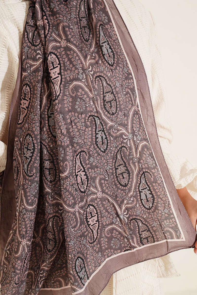Paisley Kraş Modal Şal Kahve