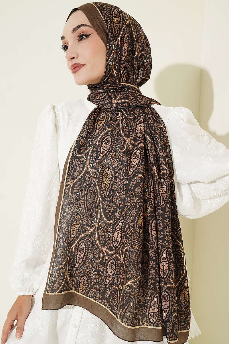 Paisley Kraş Modal Şal Kamuflaj Yeşili