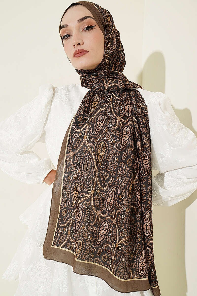 Paisley Kraş Modal Şal Kamuflaj Yeşili
