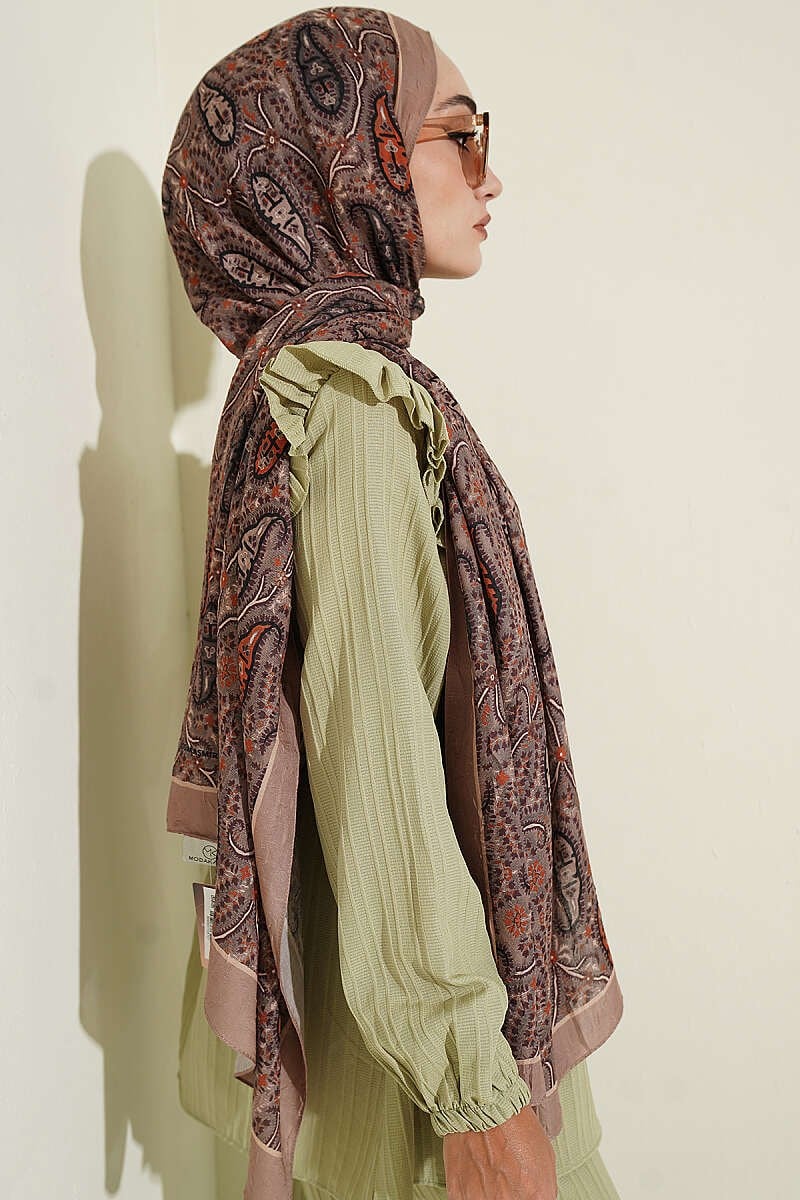 Paisley Kraş Modal Şal Latte