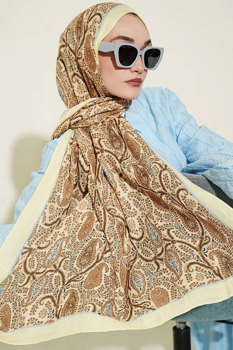 Paisley Kraş Modal Şal Sarı