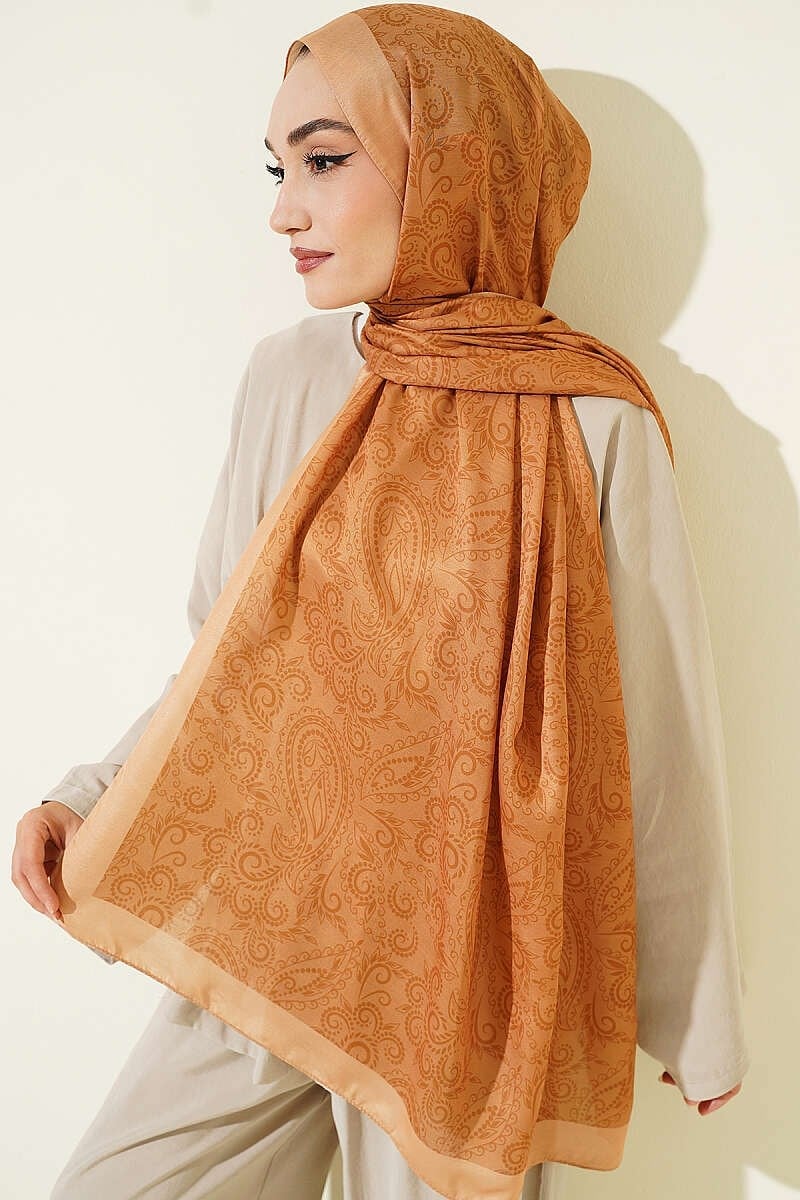 Paisley Motifli Soft Şal Camel