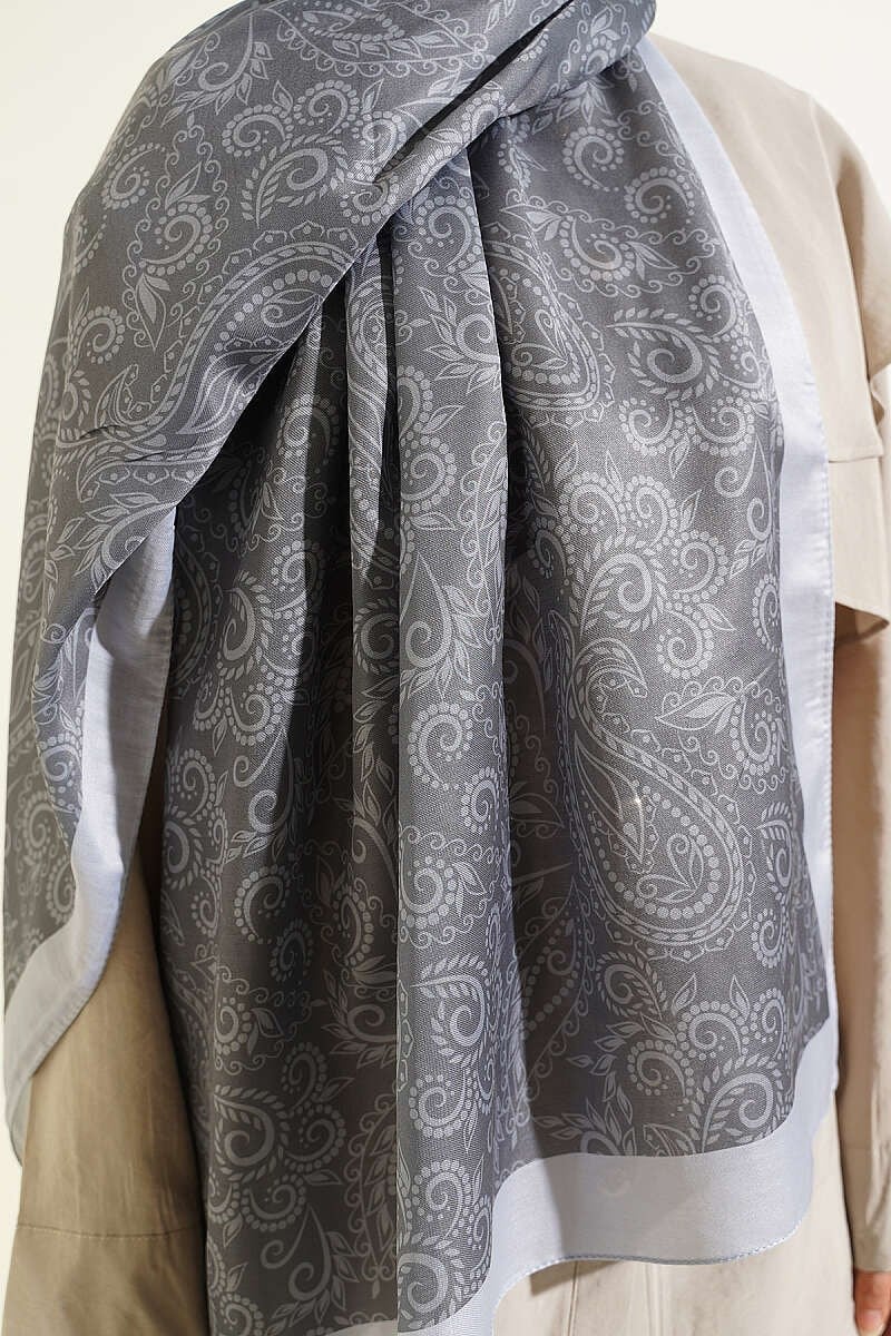 Paisley Motifli Soft Şal Füme