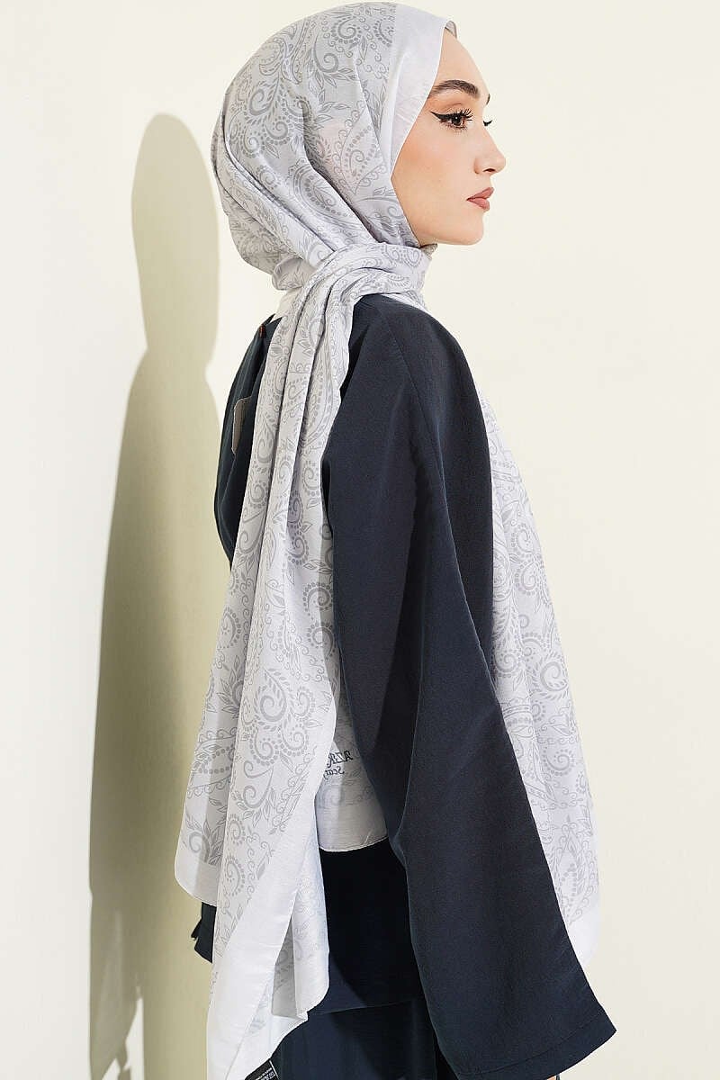 Paisley Motifli Soft Şal Gümüş