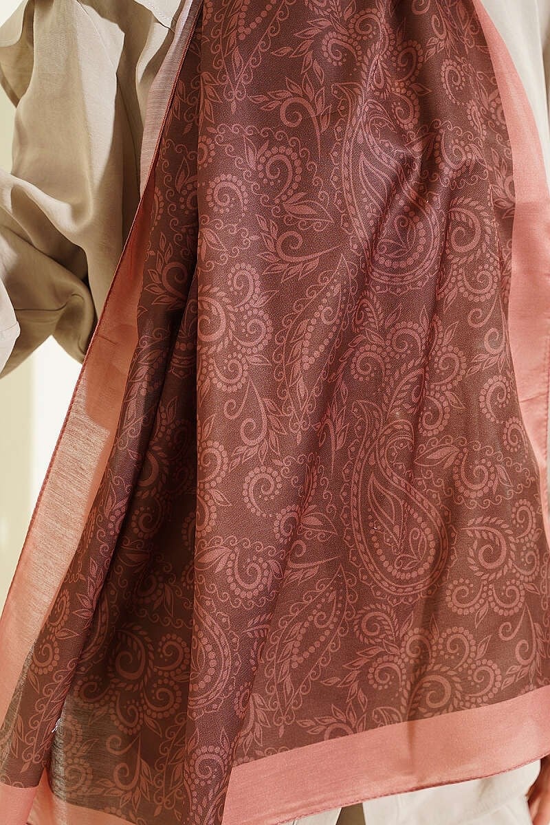Paisley Motifli Soft Şal Kahve