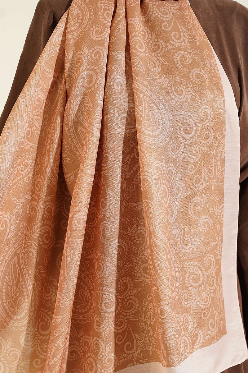 Paisley Motifli Soft Şal Karamel