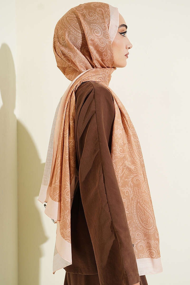 Paisley Motifli Soft Şal Karamel