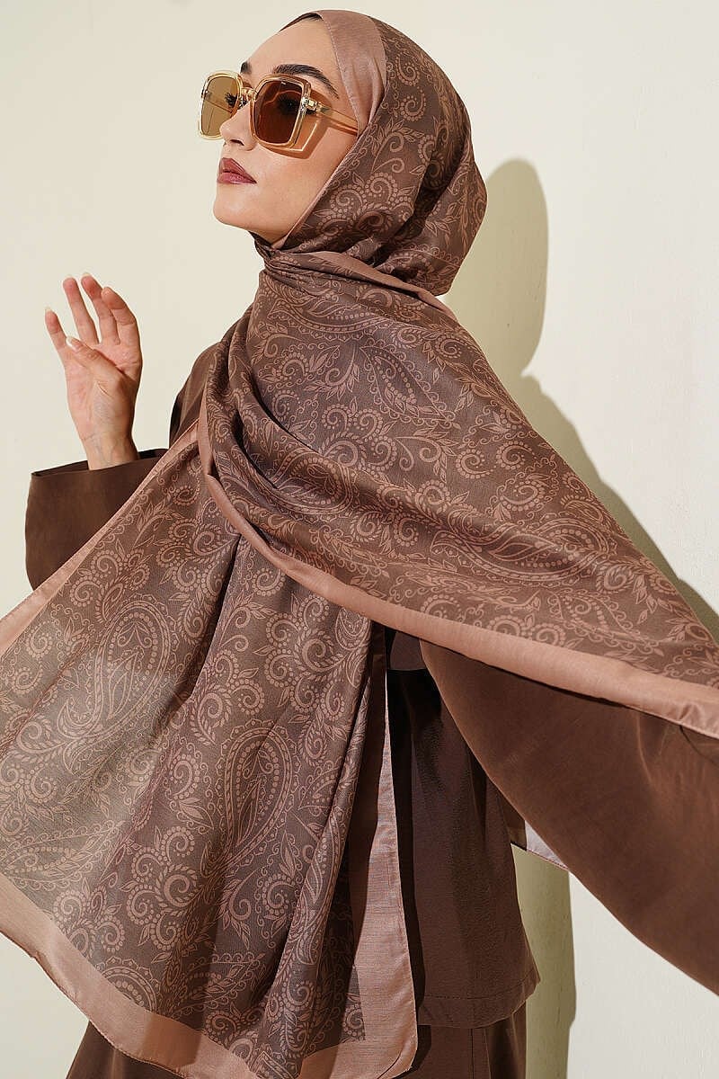 Paisley Motifli Soft Şal Latte