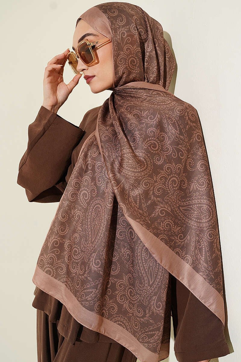 Paisley Motifli Soft Şal Latte