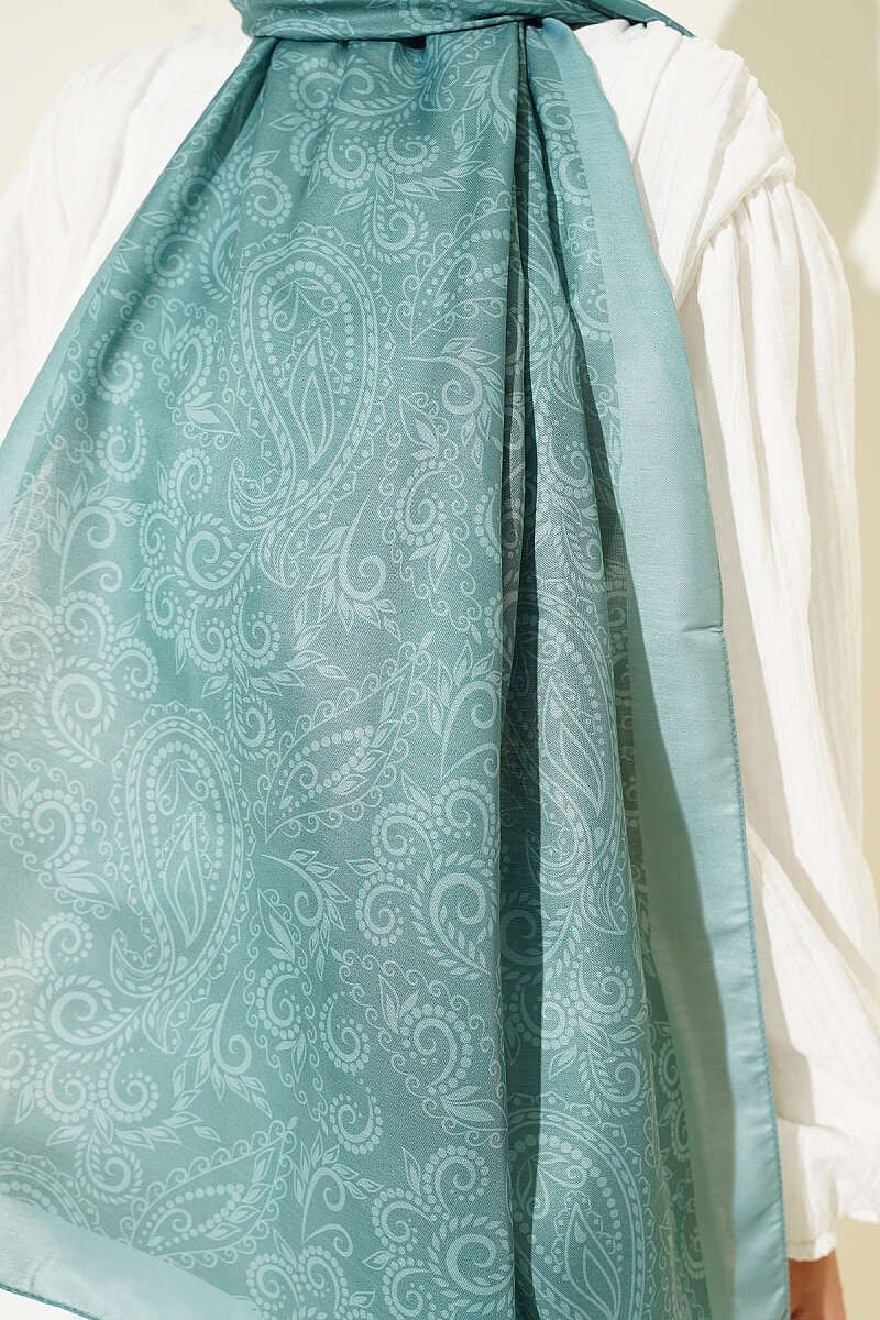Paisley Motifli Soft Şal Mint