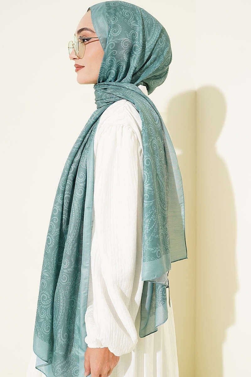 Paisley Motifli Soft Şal Mint