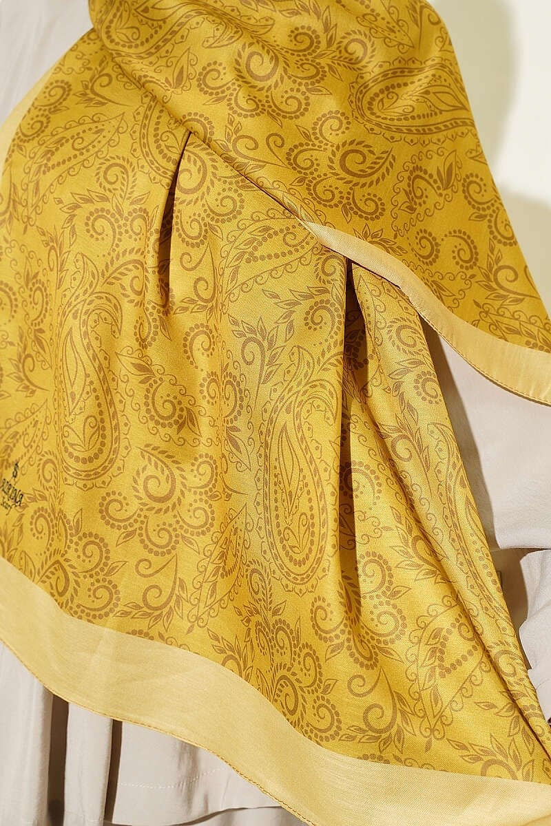 Paisley Motifli Soft Şal Yağ Yeşili