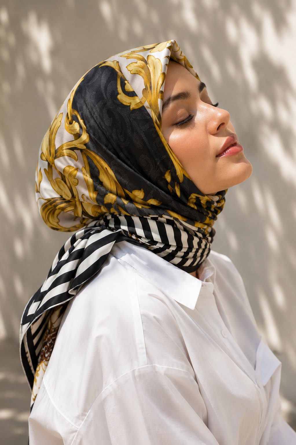 Patchwork Desen Eşarp Serisi Gri