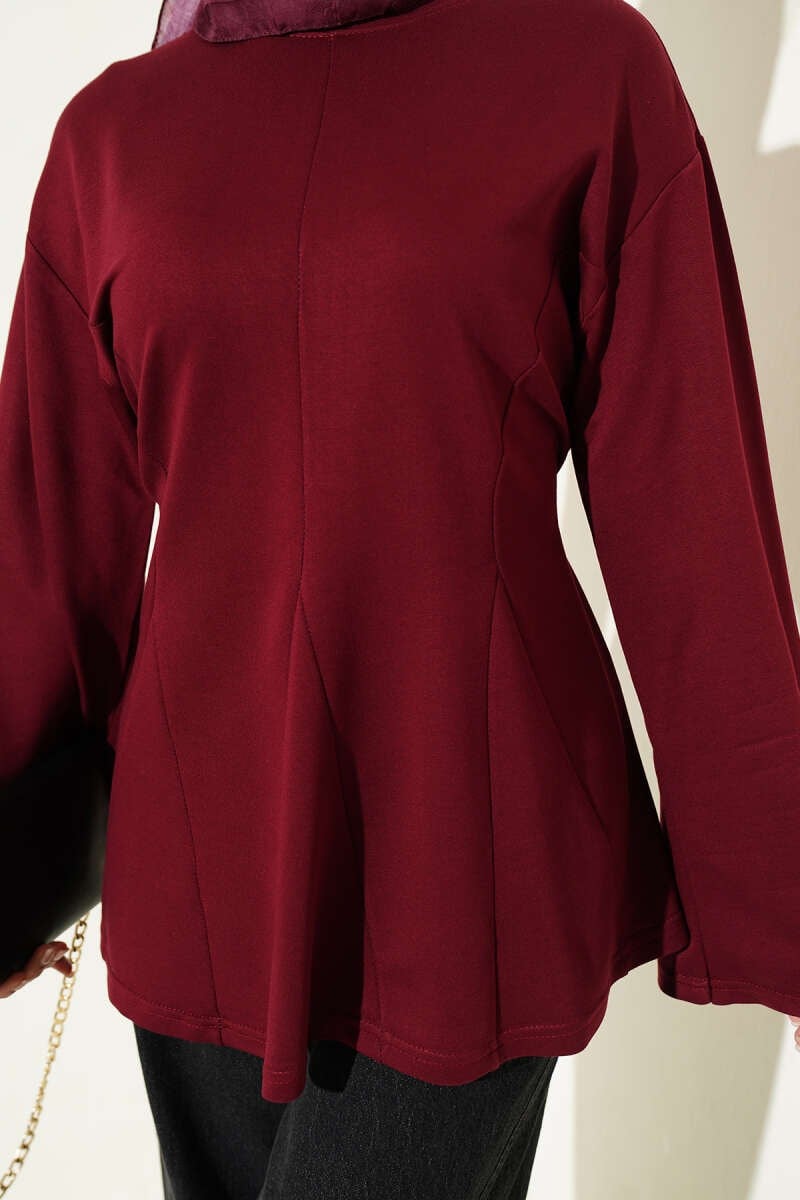 Pensli Yandan Bağlamalı Tunik Bordo