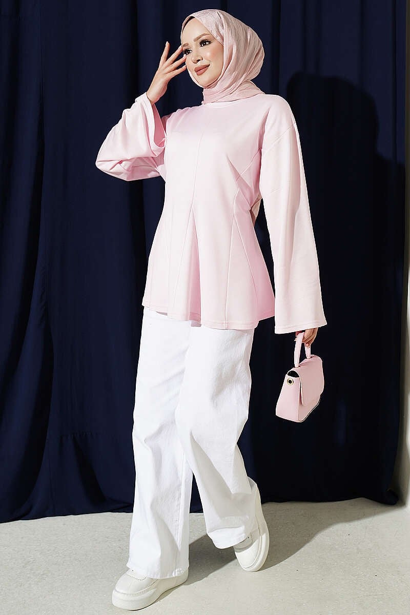 Pensli Yandan Bağlamalı Tunik Pembe