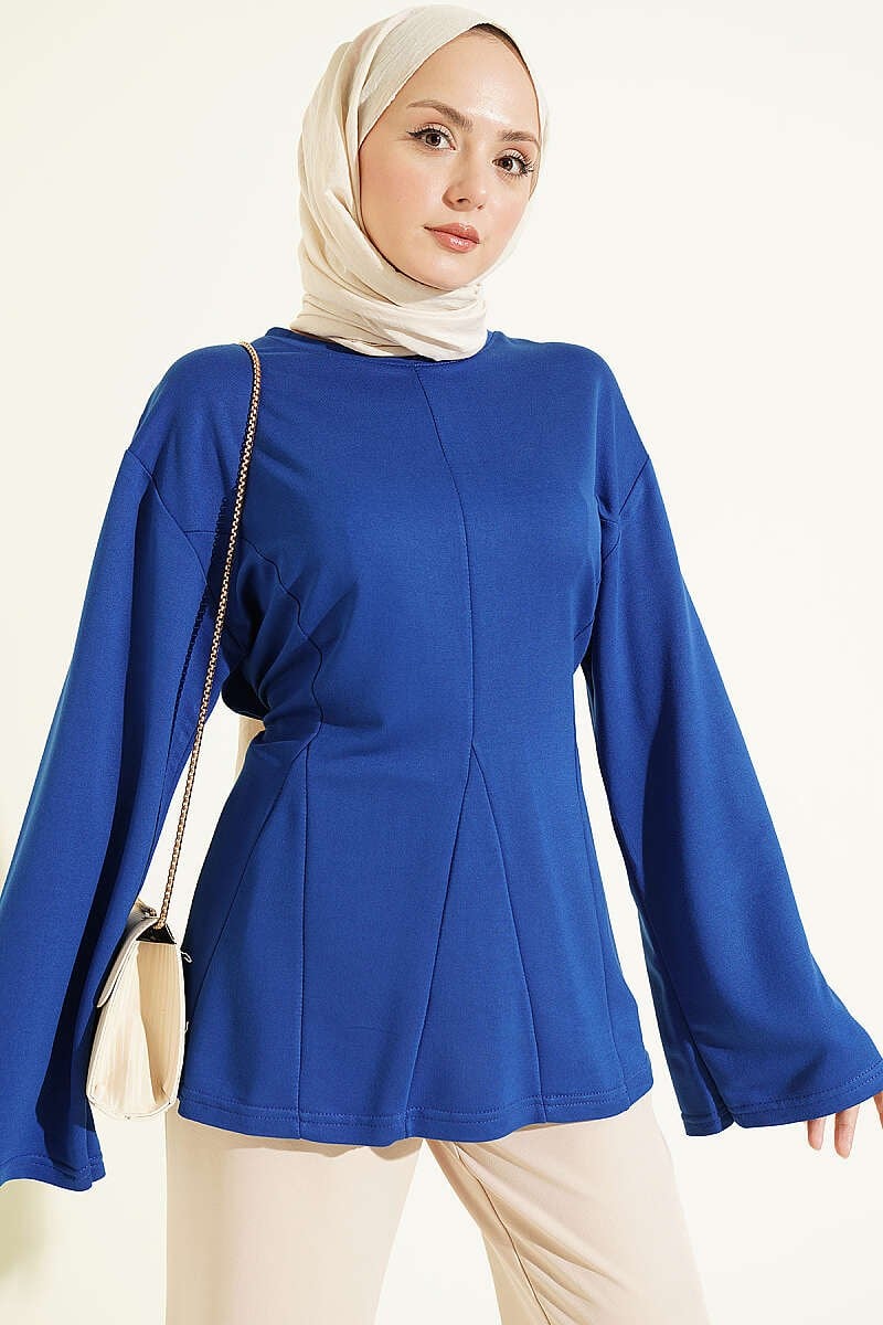 Pensli Yandan Bağlamalı Tunik Saks