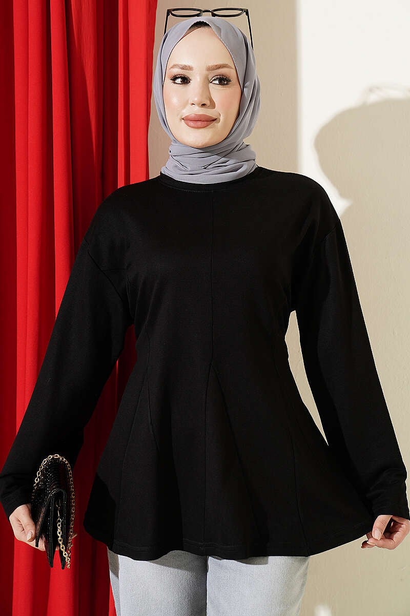 Pensli Yandan Bağlamalı Tunik Siyah