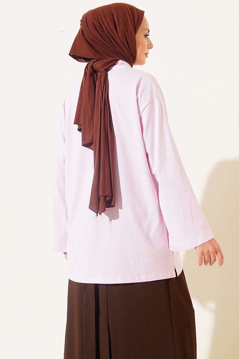 Polo Yaka Armalı Salaş Tunik Pembe