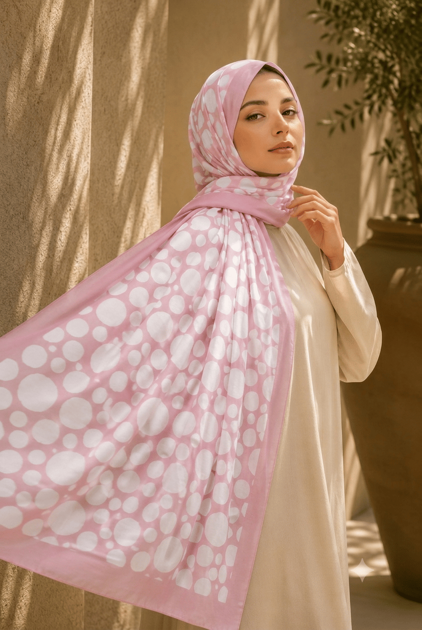Puantiye Desen Şal Serisi Pembe
