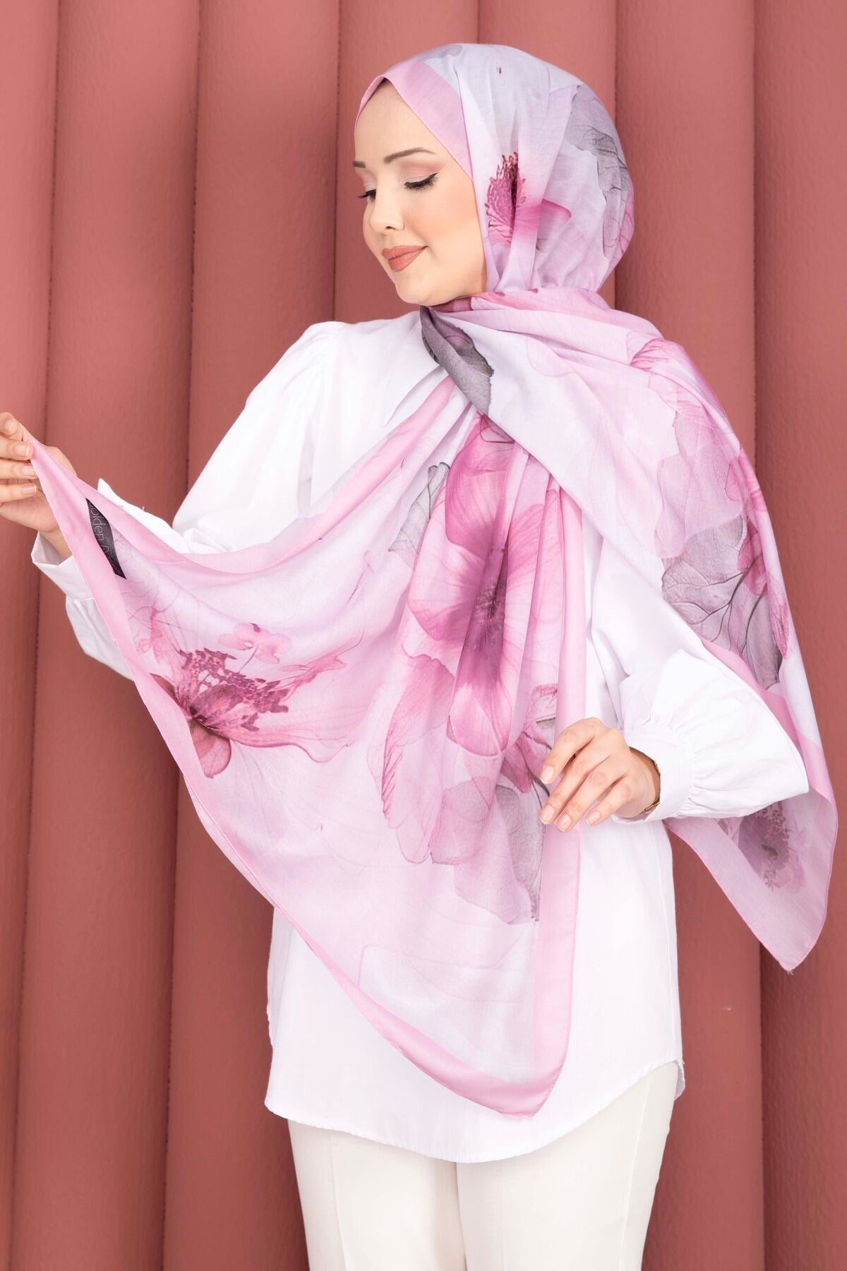Rose Desen Şal Serisi Pembe