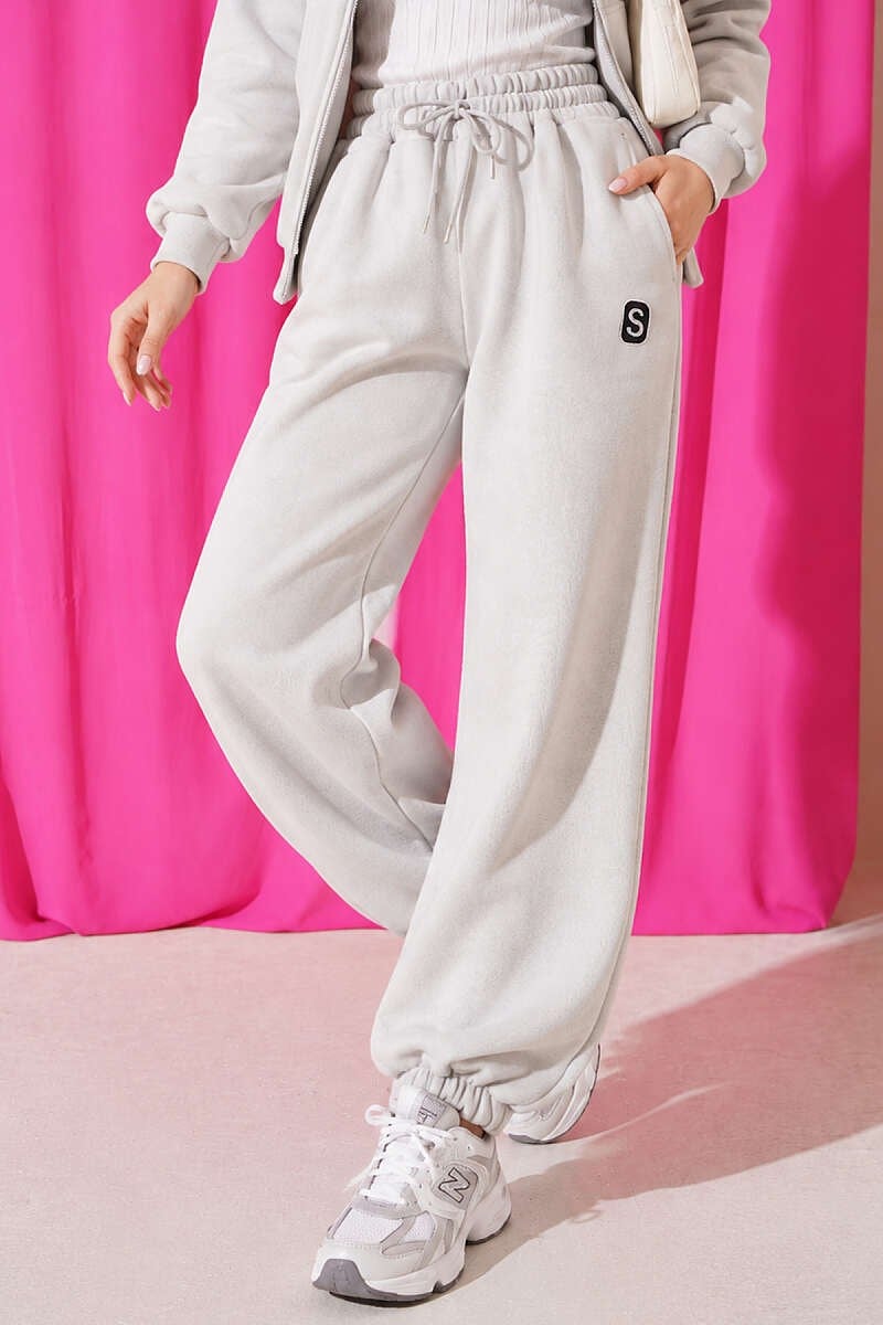 S Armalı Şardonlu Jogger Pantolon Gri
